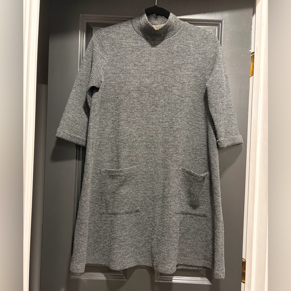 Women’s Everly 3/4 sleeve Gray Sweater Dress Soft Cozy